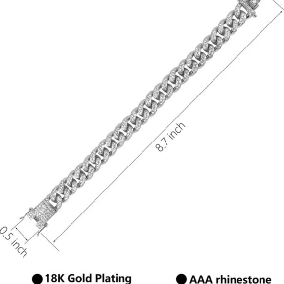 New Cuban Chains 18K white gold Plated Iced-Out Necklace - Picture 5 of 8